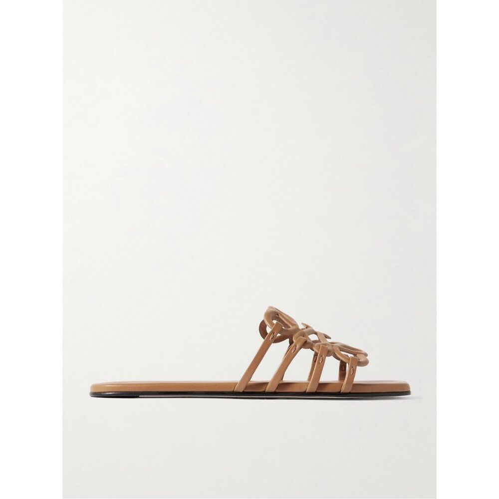 LOEWE Petal Anagram leather slides in Tan EU 38/ US 8 $890 - Picture 5 of 14